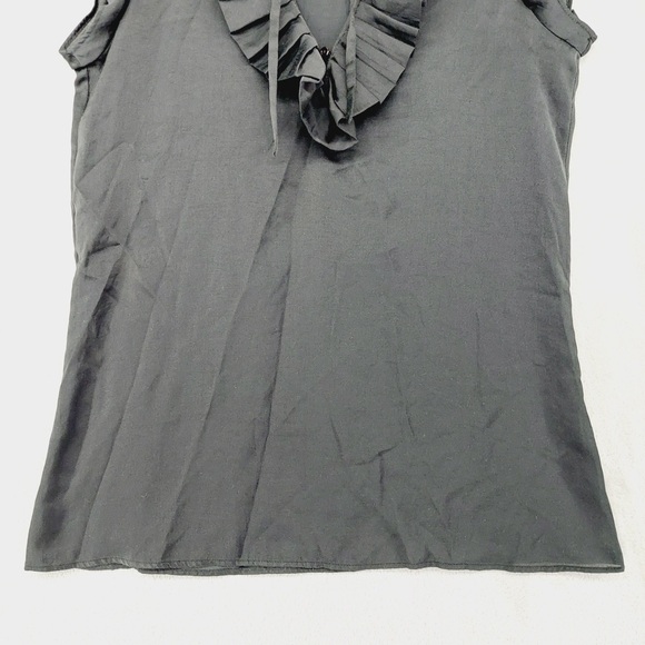 Club Monaco Black Ruffle Neck Sleeveless Blouse 6877 - Picture 2 of 7